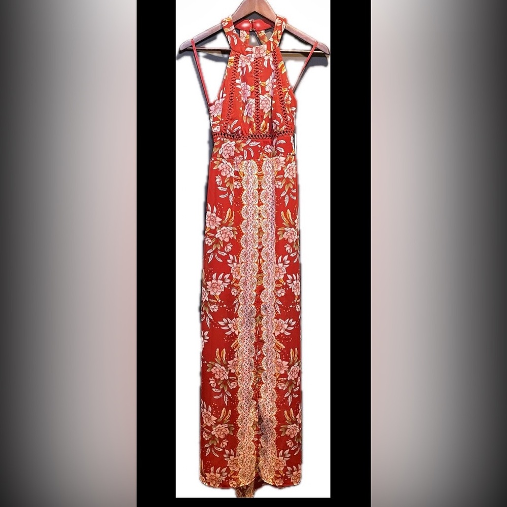 City Triangles Floral Halter Maxi Dress XS